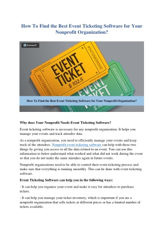 Tips To Find the Best Event Ticketing Software For Your Nonprofit Organization