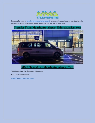 Transfer From Manchester Airport | Mmatransfers.com