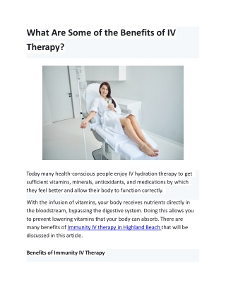What Are Some of the Benefits of IV Therapy