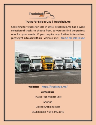 Trucks For Sale In Uae  Truckshub.me