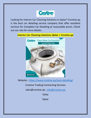 Interior Car Cleaning Solutions Qatar | Crestive.qa