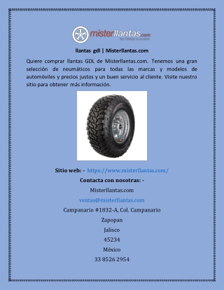llantas gdl  Misterllantas.com