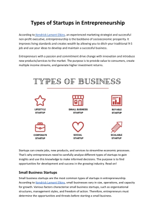 Types of Startups in Entrepreneurship