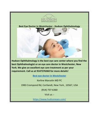 Best Eye Doctor in Westchester - Hudson Ophthalmology