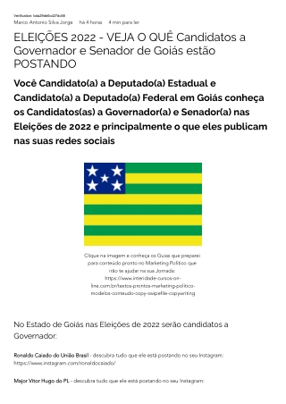 ELEIÇÕES 2022 - VEJA O QUÊ Candidatos a Governador e Senador de Goiás estão POSTANDO