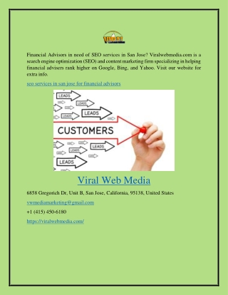 Seo Services in San Jose for Financial Advisors Viralwebmedia.com