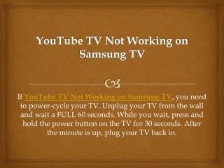 YouTube TV Not Working on Samsung TV