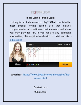 India Casino  99baji