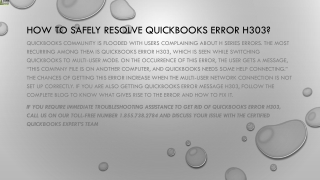 A quick way to fix the QuickBooks Error H303 easily