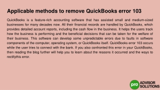 Effectively Applicable Methods to Fix QuickBooks Error 103