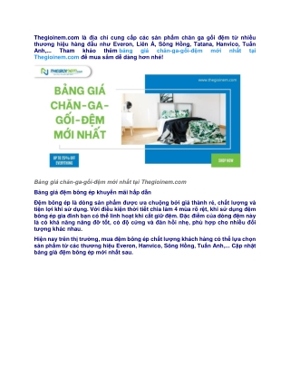 Bảng giá chăn-ga-gối-đệm mới nhất