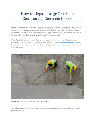 Repair Large Cracks in Commercial Concrete Floors