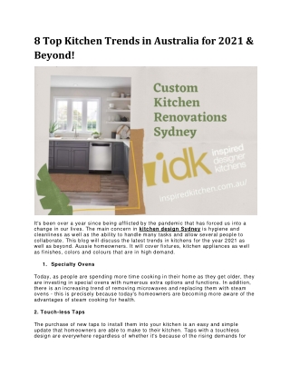 8 Top Kitchen Trends in Australia for 2021