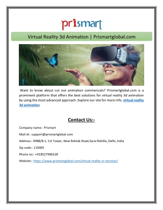 Virtual Reality 3d Animation Prismartglobal.com