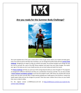 Are you ready for the Summer Body Challenge?