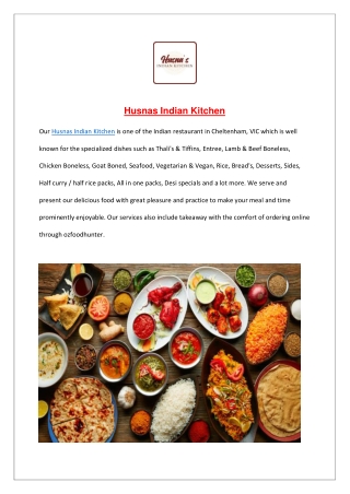 $5 off - Husnas Indian Kitchen Menu Takeaway Cheltenham, VIC