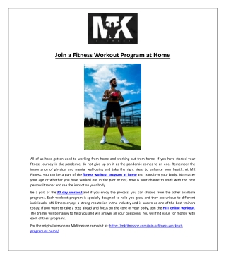 Join a Fitness Workout Program at Home
