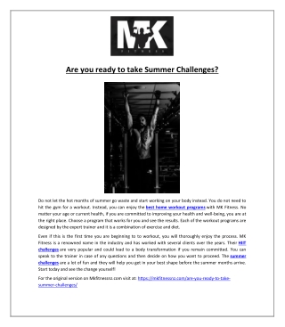 Are you ready to take Summer Challenges?