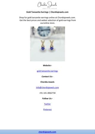 Gold Tanzanite Earrings | Chordiajewels.com