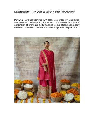 Latest Designer Party Wear Suits For Women   | MAAISARAH