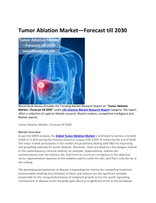 Tumor Ablation Market—Forecast till 2030