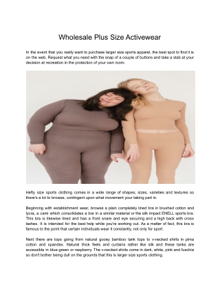 Wholesale Plus Size Activewear