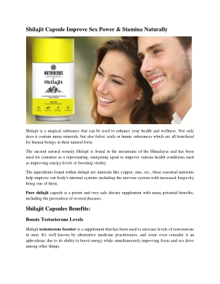 Shilajit Capsule Improve Sex Power & Stamina Naturally