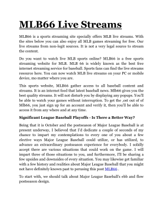 MLB66 Live MLB Streams