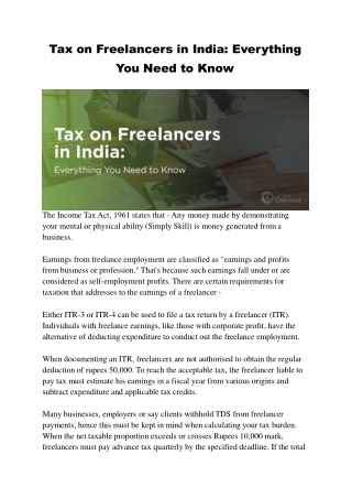 Tax On Freelancers In India: Everything You Need To Know | Online Chartered