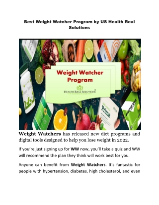 Best Weight Watcher Program by US Health Real Solutions