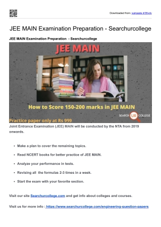 JEE MAIN Examination Preparation  - Searchurcollege