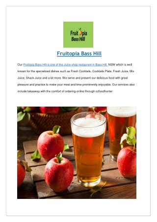 $5 off - Fruitopia Bass Hill Juice Shop Menu, NSW