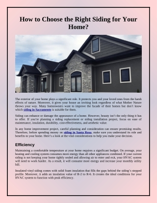How to Choose the Right Siding for Your Home?