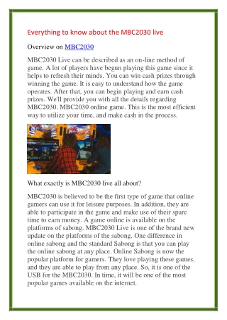 Everything to know about the MBC2030 live