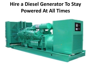 Prime Advantages Of Using Diesel Generators
