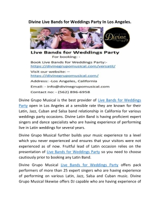 Live Bands for Weddings Party