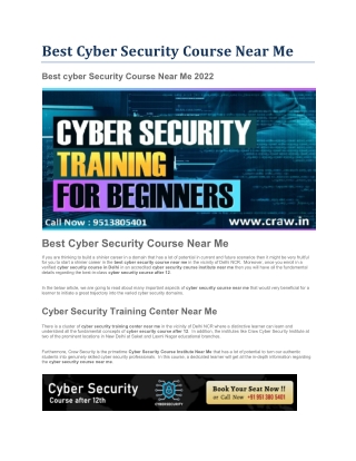 Best Cyber Security Course Near Me