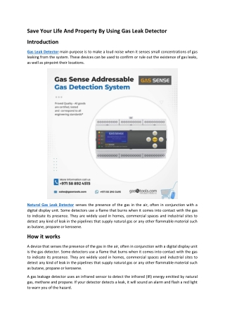 SAVE YOUR LIFE AND PROPERTY BY USING GAS LEAK DETECTOR