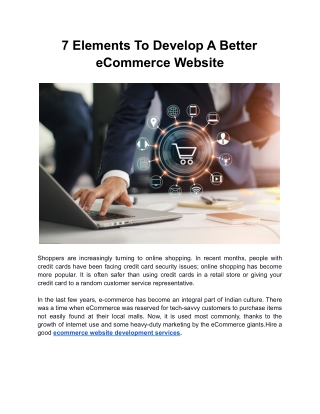 7 Elements To Develop A Better eCommerce Website