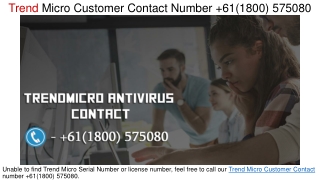 Trend Micro Customer Contact Number  61(1800) 575080