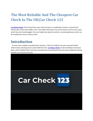The Most Reliable And The Cheapest Car Check In The UKCar Check 123 (1)