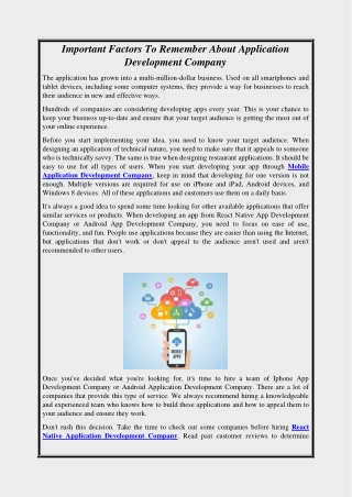 Important Factors To Remember About Application Development Company