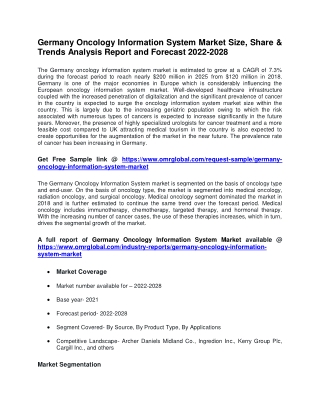 Germany Oncology Information System Market Size, Share & Trends Analysis Report