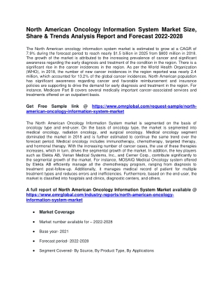 North American Oncology Information System Market Size, Share & Trends Analysis