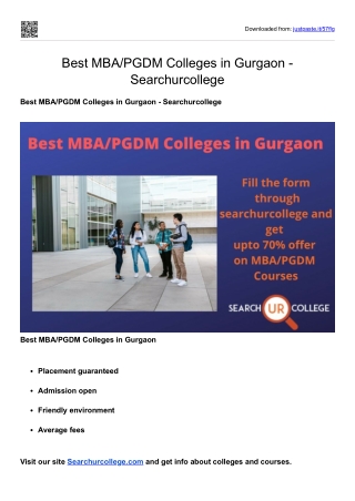 Best MBA/PGDM Colleges in Gurgaon - Searchurcollege