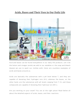Acids Bases and Their Uses in Our Daily Life