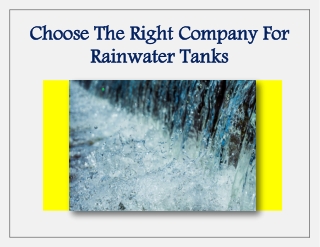 PDF: Choose The Right Company For Rainwater Tanks