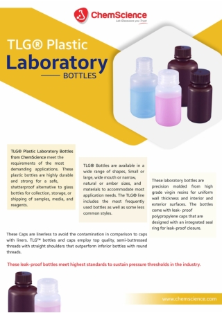 Plastic laboratory bottles