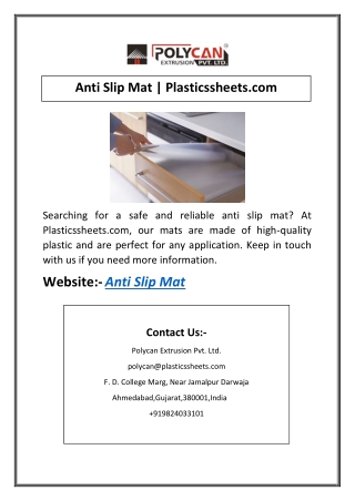 Anti Slip Mat | Plasticssheets.com