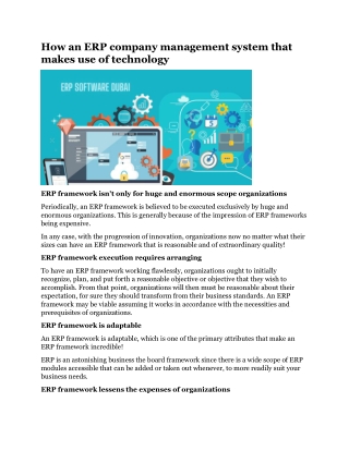 How an ERP company management system that makes use of technology